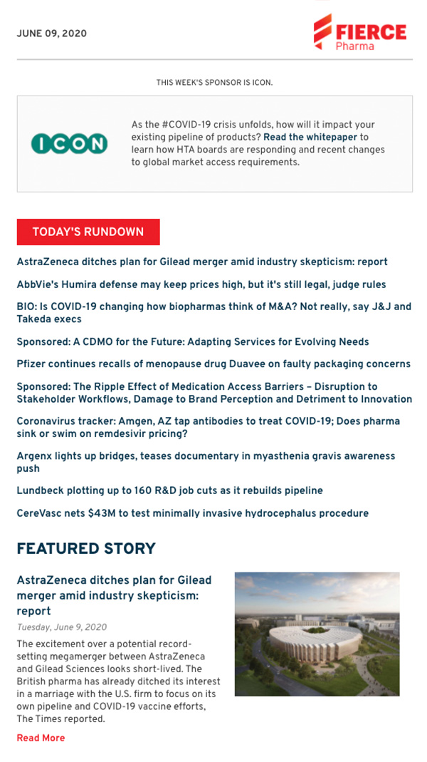 BioPharma Newsletter Screenshot