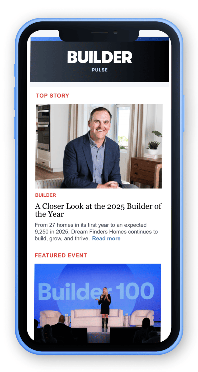 Image of cell phone showing Builder Pulse magazine